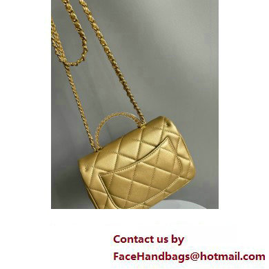 Chanel Lambskin, Resin  &  Gold-Tone Metal Small Flap Bag with Top Handle AS4848 Gold 2024